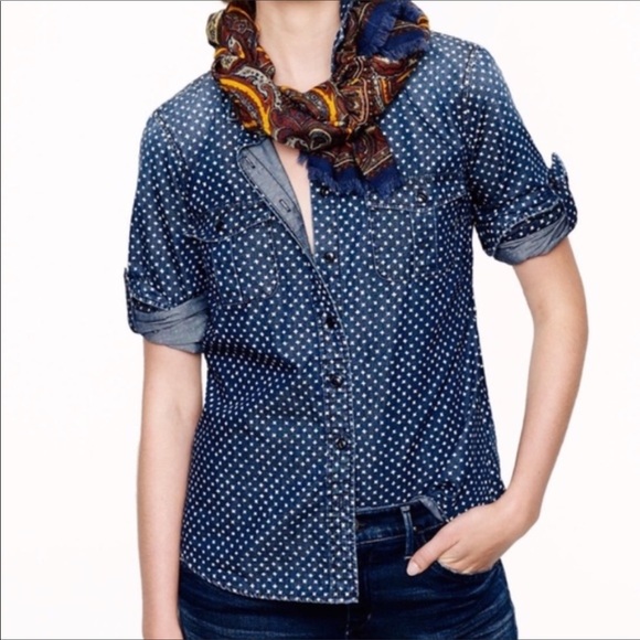 J. Crew Tops - J Crew Denim Shirt w/White Stars
